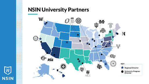 Over five years, NSIN has developed a nationwide network located in proximity to the nation’s leading DoD partners, academic institutions, and tier-one research centers.    In the past year alone, Team NSIN grew by 35%.